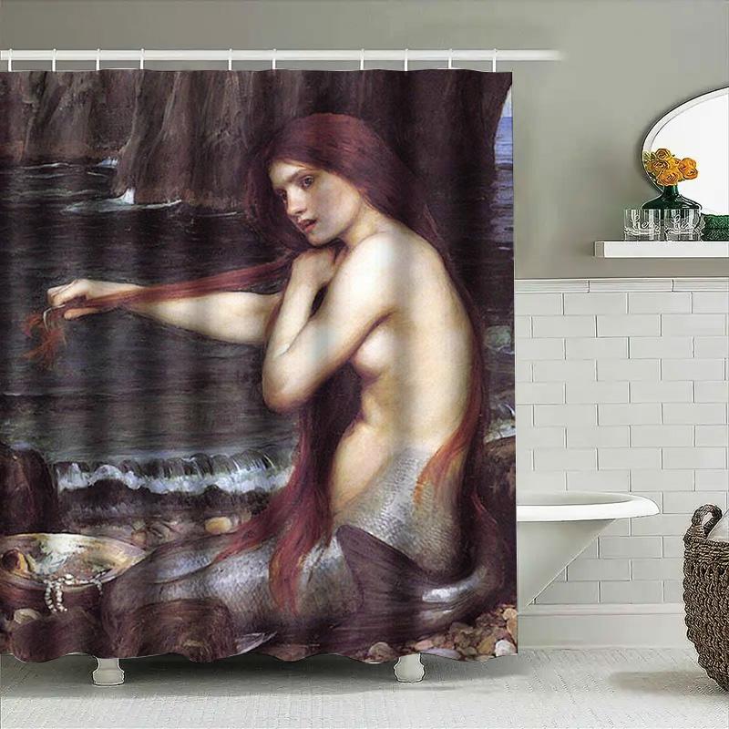 Artistic Mermaid Shower Curtain Bath Decoration For Home Decor