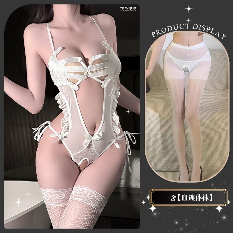 Sexy Underwear Sexy Palm Print Fun Open Crotch Onesie Perspective Hot Temptation Suit Women's Lace Hollowed Out