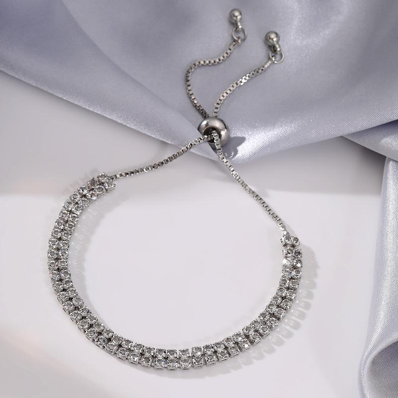 Fashion Geometric Crystal Adjustable Fringed Bracelet Ins Niche Light Luxury Personalized Bracelet High-end Jewelry