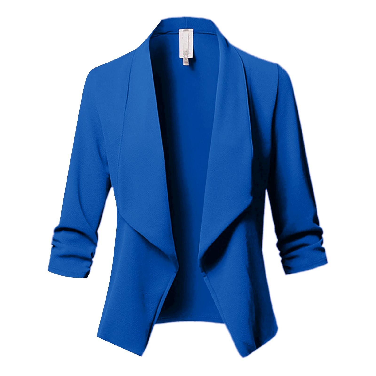 

Womens Color Solid Open Front Cardigan Long Sleeve Casual Jacket Coat XL синій