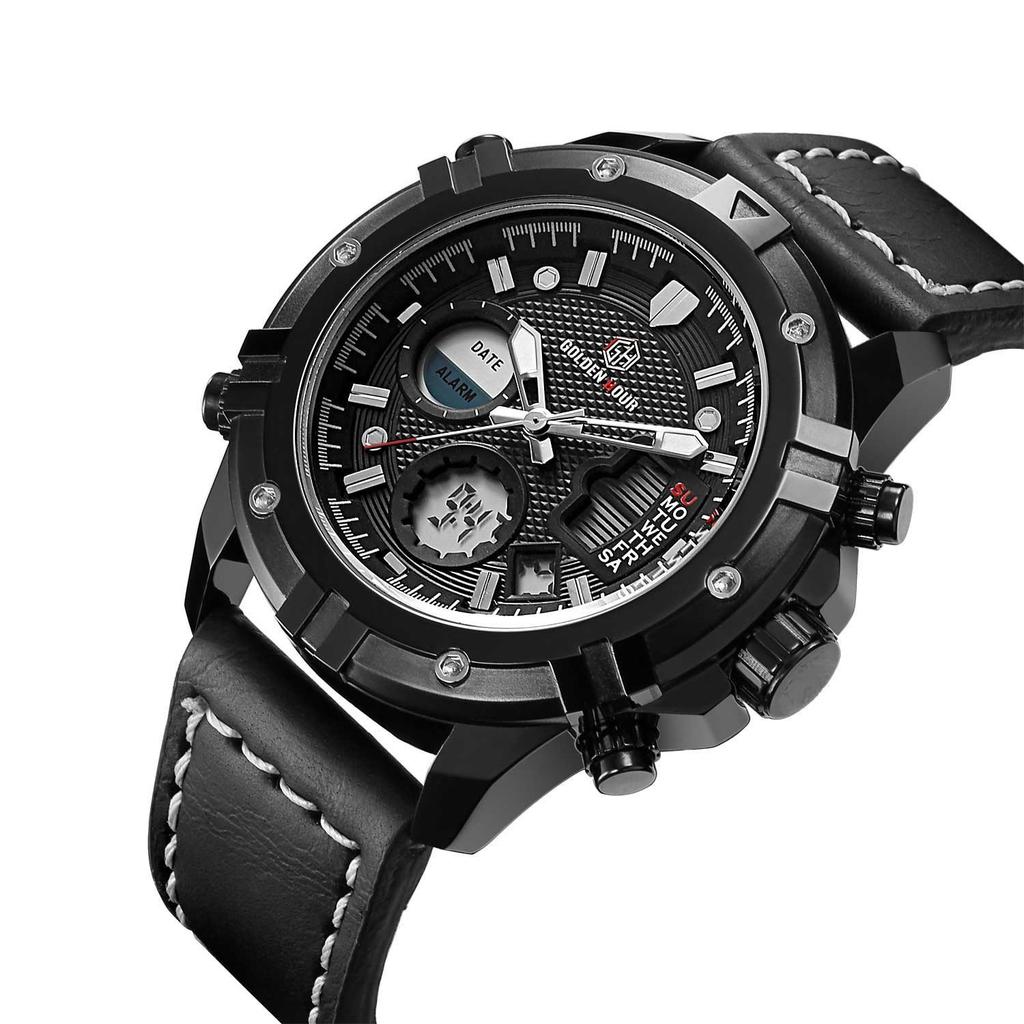 Popular watch multi-functional waterproof, casual fashion electronic watch men's, sports watch, student leather watch
