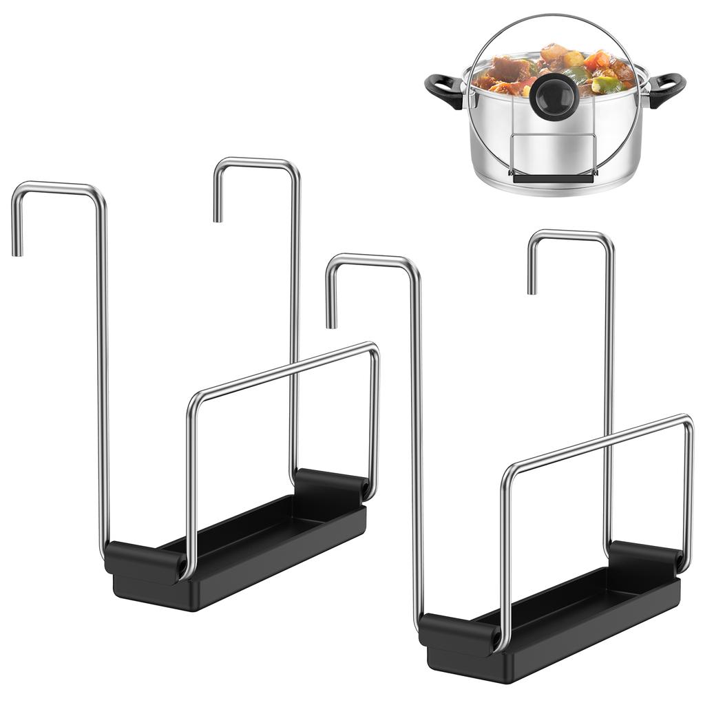 2 Pcs Slow Cooker Lid Holder Kitchen Crock Pot Lid Holder Hand Free Pot Lid Organizer Stainless Pot Lid Rack with Silicone Sink