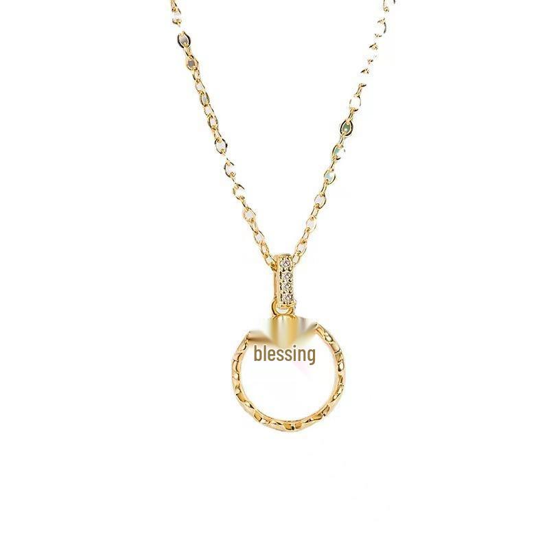 Fu Character Chalcedony Necklace - Women's Trendy, Simple Chinese Style Pendant with Versatile Fashionable Clavicle Chain