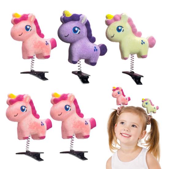 1/3Pcs Girls Hairpins Colorful Flocking Horse Design Hair Clips Soft Smooth Lightweight Hair Pins Festivals Cosplay Hair Accessories