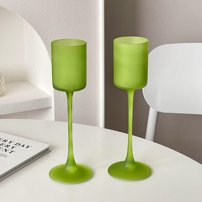 ZISIZ Retro Frosted Black Stemmed Wine Glass