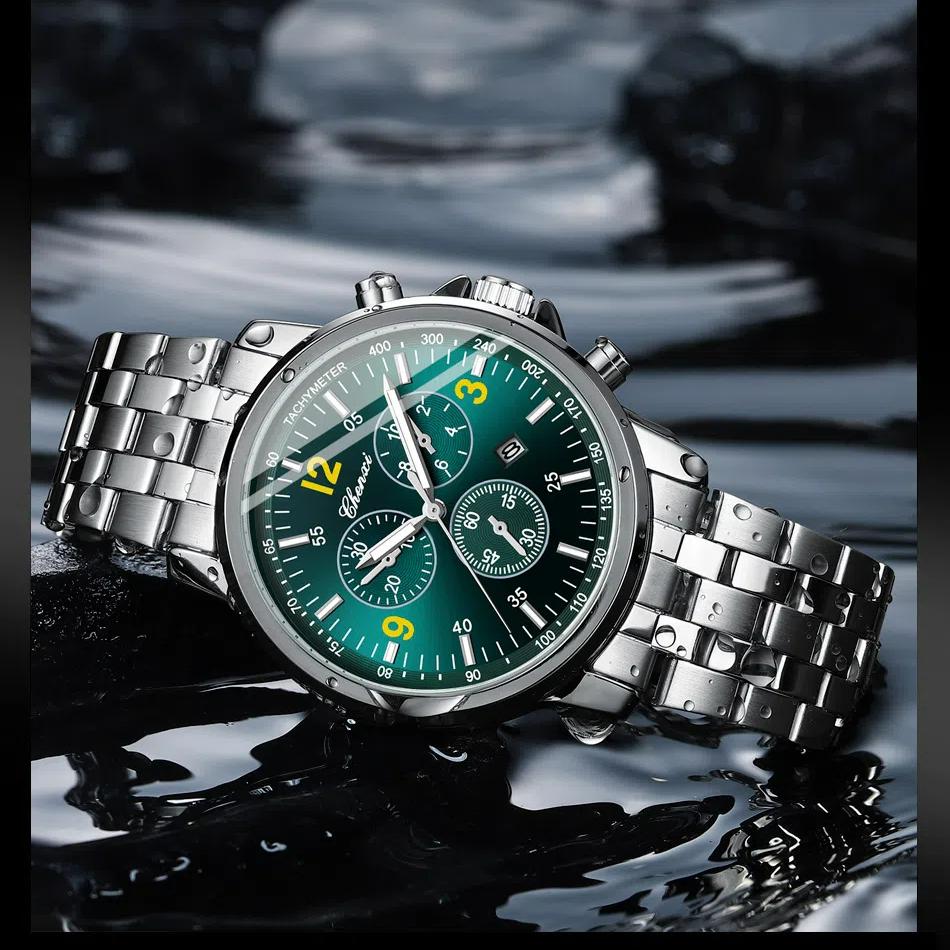 Chenxi Luxus Sportuhr für Herren Wasserdicht Leuchtend Datum Chronograph Herrenuhr Quarz Edelstahl Herrenuhren