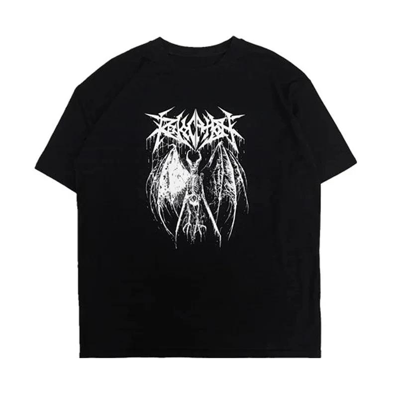 Summer Y2K Tee Women T-shirt Punk Print Dark Grunge Loose Streetwear Gothic Tops Oversized Unisex Tshirt Emo T Shirt Girl Clothes