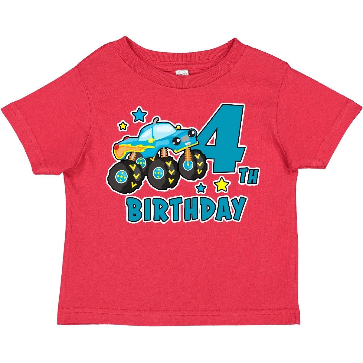 

Inktastic 4th Birthday Monster Truck Toddler kids boys T-Shirt Birthdays Trucks Fourth 4 140