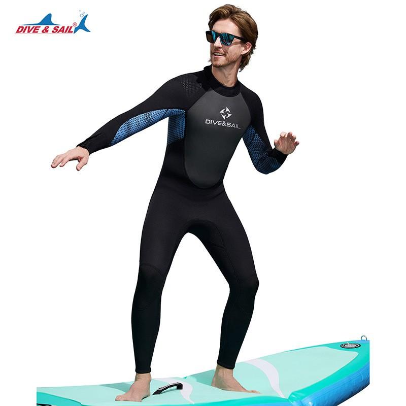 3MM Diving Suit Men's One-piece Long-sleeved Thick Cold-proof Snorkeling Surfing Swimming Warm Wet SCR