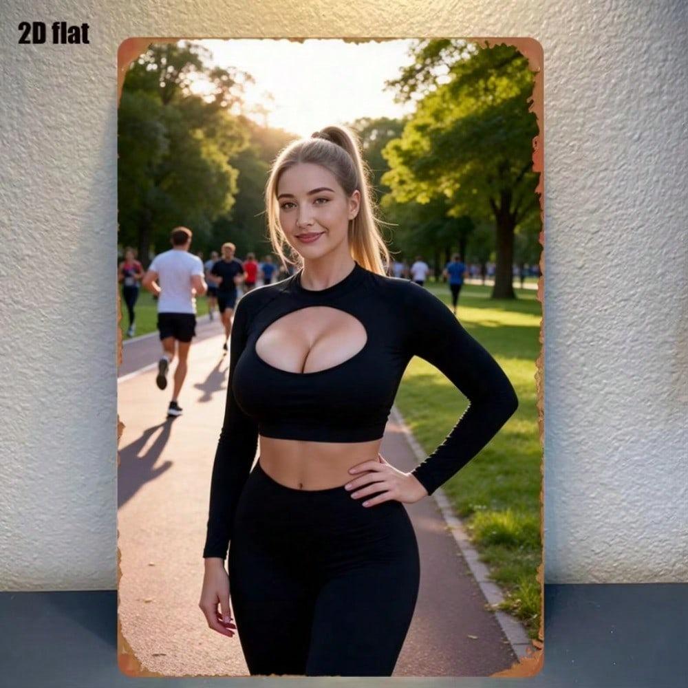 Metal Poster 8x12 Cm Bright Sportswoman Wall Art for Bedroom