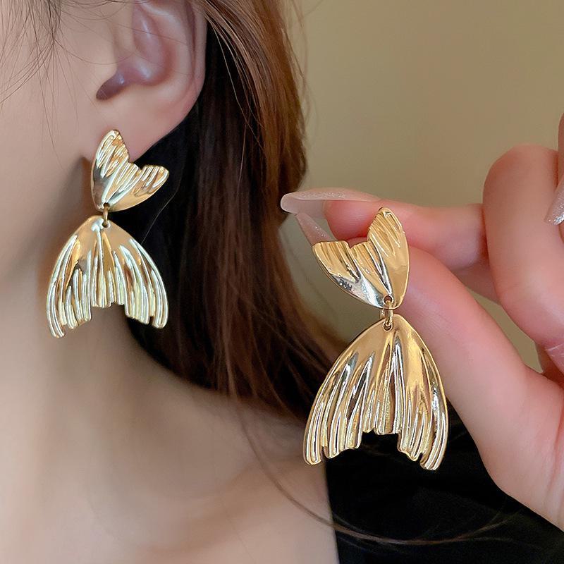 

Серьги-кисточки из позолоченного серебра с полыми иглами и цветами - европейский и американский нишевый дизайн