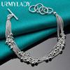 925 Sterling Silver Multi-Chain Smooth Beads Bracelet Fashion Jewelry MB047