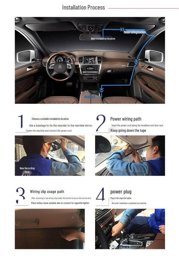 Dual Camera Rearview Mirror Dash Cam with Reversing Image and DVR for Front and Rear Recording