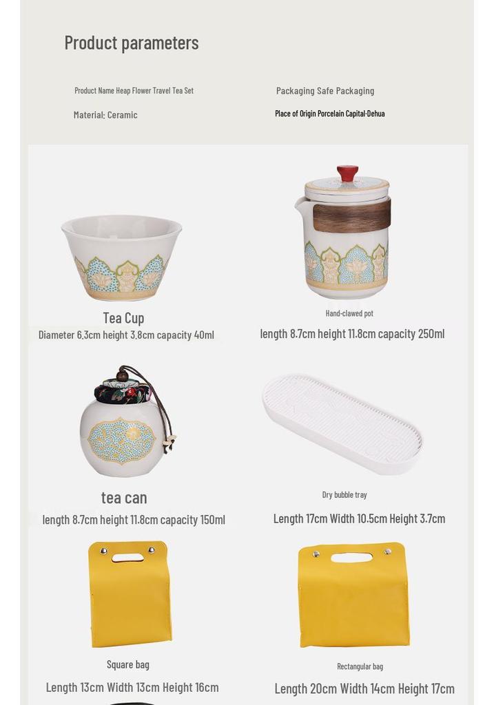 Portable Outdoor Kung Fu Tea Set - Engraved Logo for Business Gifts
