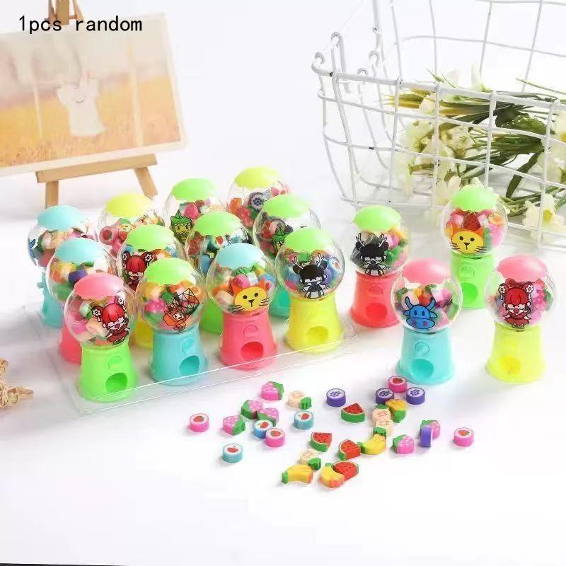 

Kawai Stationery Eraser Gacha Machine Toy Cartoon Fruit Shape Elementary Office School Supplies Childrens Gift Prizes Lovely