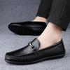 Summer Metal Buckle Business Casual Shoes Adult Men's Genuine Leather Loafers Shoes Soft Sole Comfortable Moccasin Driving Shoes