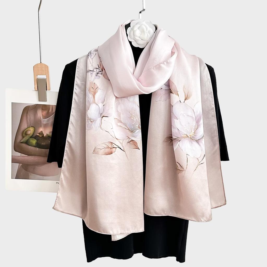 100% Pure Real Silk Scarf Women Neck Shawls Wraps Foulard Scarves Pashmina Female Hijab Bandana Kerchief Luxury Schals Bufandas