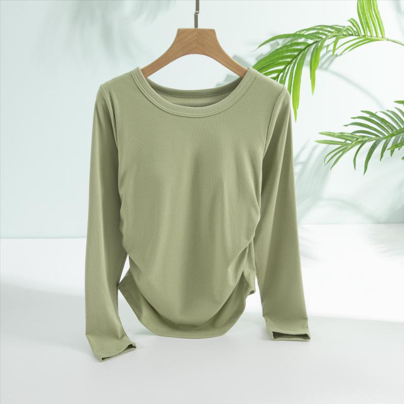 

Женские топы из утолщенного хлопка с длинными рукавами и модалом с нагрудными вкладышами — универсальные для весны, осени и зимы, мятая верхняя одежда или футболки Extra Large