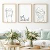 Bathroom Wall Decor Canvas Painting Get Naked Sign Canvas Art Poster One Line Sexy Woman Drawing Canvas Picture Fashion Painting