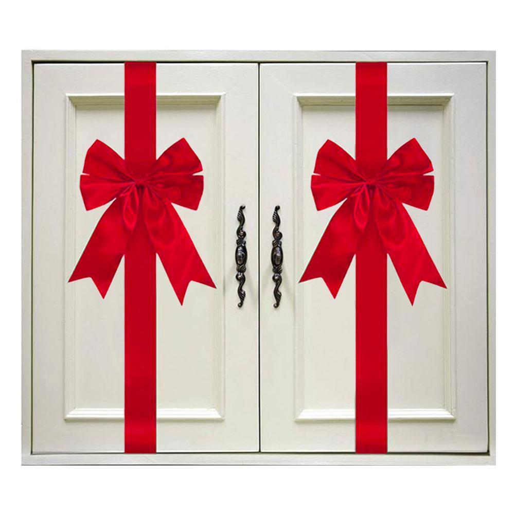 1/12pcs Christmas Ribbons Bows Cabinet Door Hanging Bows Ribbons Front Door Decorations Large Bows Xmas New Year Home Ornaments