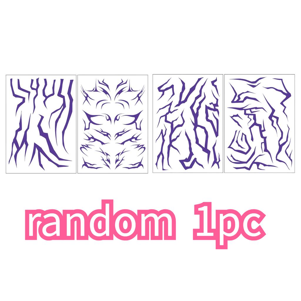 4 sztuki fioletowe tatuaże Rumi K-pop motyw odgrywanie ról, wachlarz z wzorem Rumi Halloween tymczasowy tatuaż taniec urodziny impreza prezent