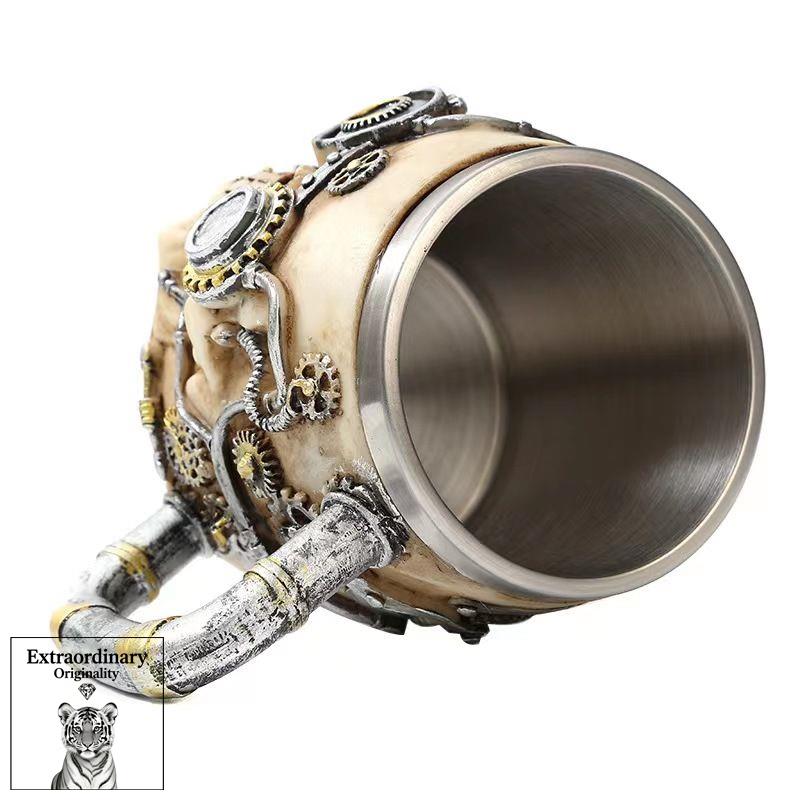 Resin mechanical gear beer mug steam mug stainless steel skull mug