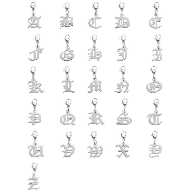 Titanium Steel Bracelet & Necklace Accessories with Gold Lobster Clasp, 26 Letter Pendants, DIY Jewelry. J