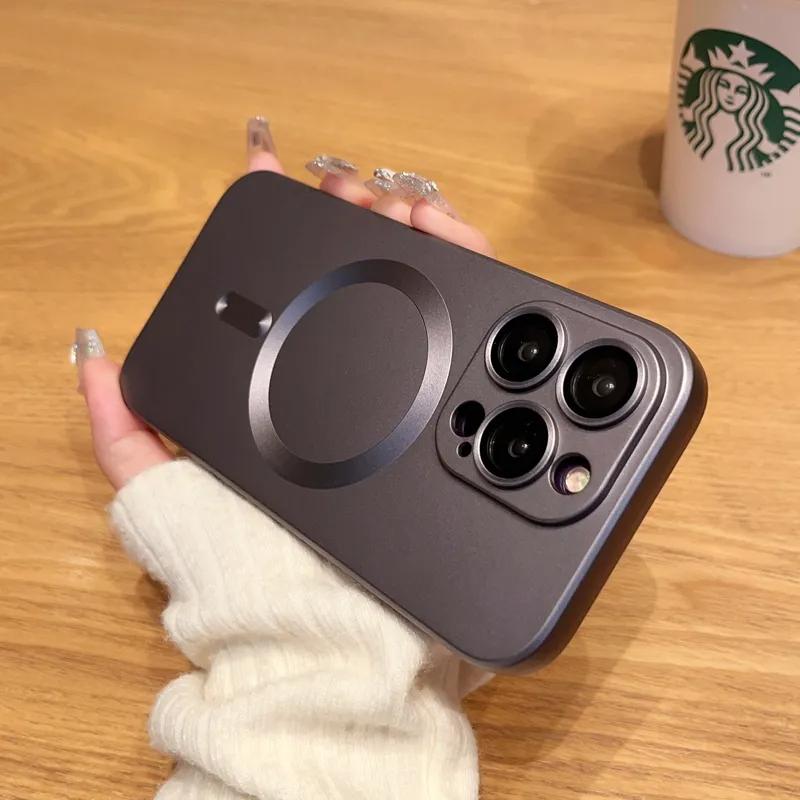 Luxury For Magsafe Wireless Charging Case For iPhone 15 14 13 12 11 15 Pro Max Plus Magnetic Phone Cases Matte Shockproof Cover
