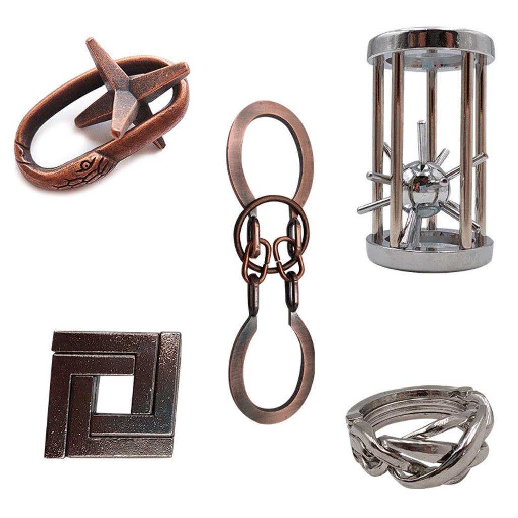 FALOFALO Knobelspiel Ring Set mit 5 Stück, Ringrätsel, 3D-Puzzle, Gehirntraining, Verbessert Denkfähigkeiten und vertreibt die Zeit (Typ A)