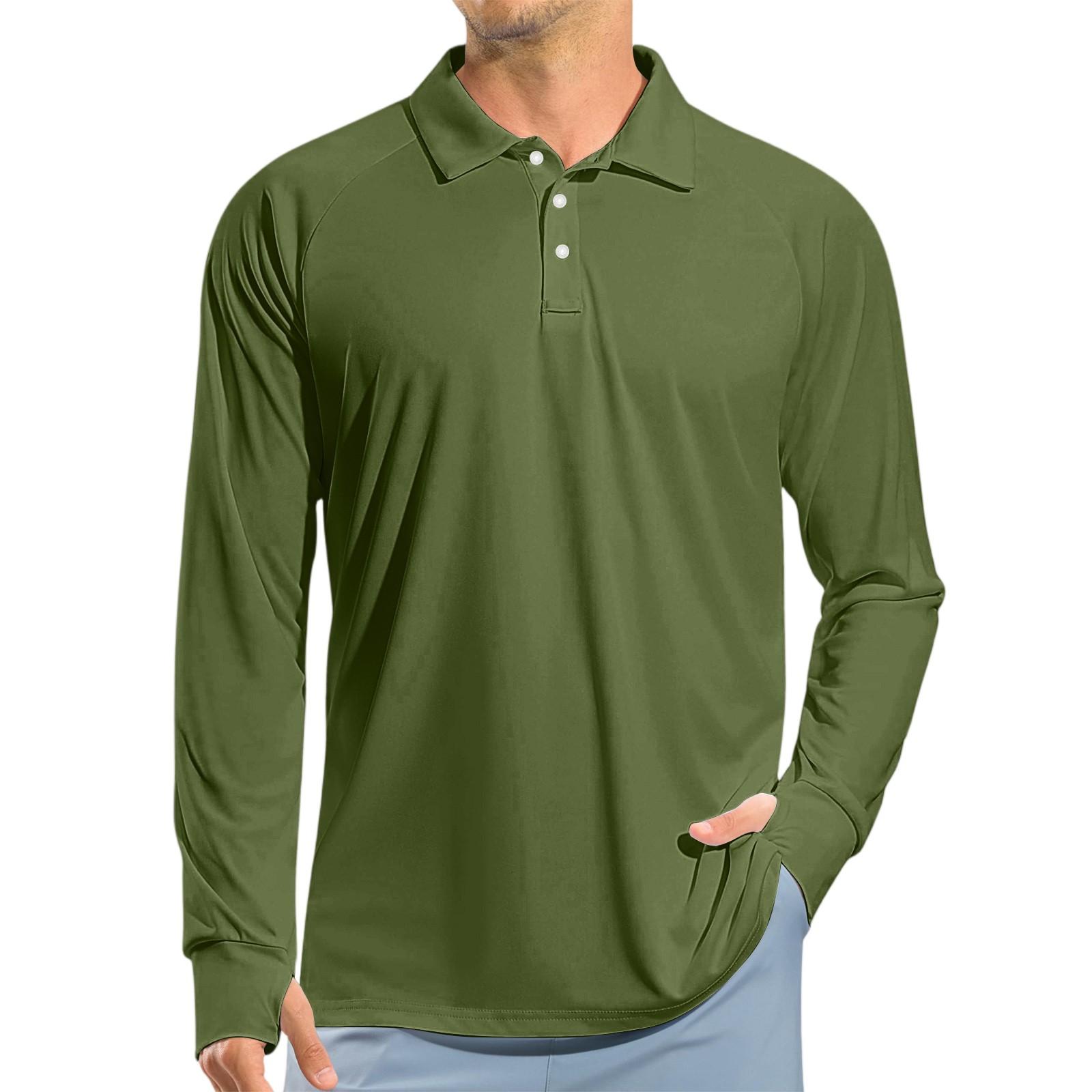 

Чоловіча футболка для гольфу з довгим рукавом реглан, UPF 50+, легка футболка L армія зелений колір