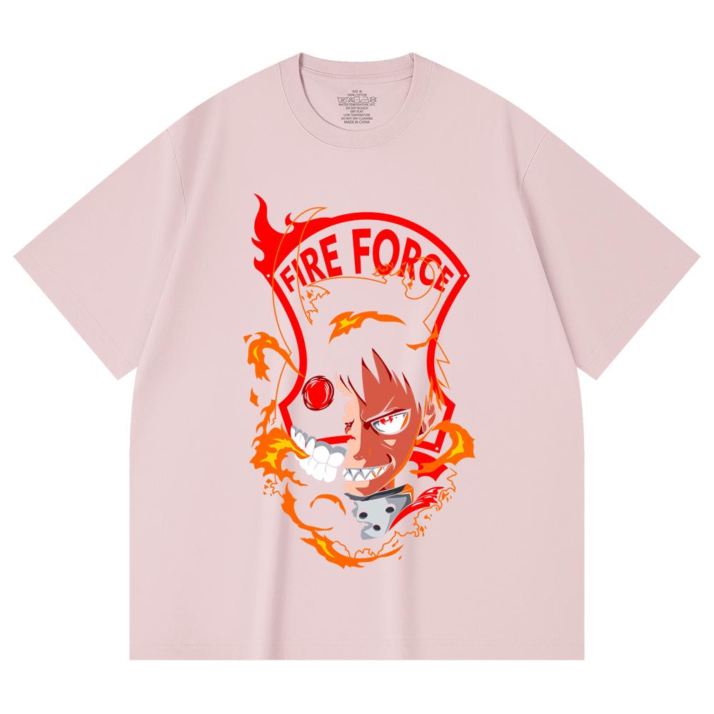 230 Gsm 100% Cotton Fire Force V1 Shinra Print Unisex Heavy Cotton T Shirt