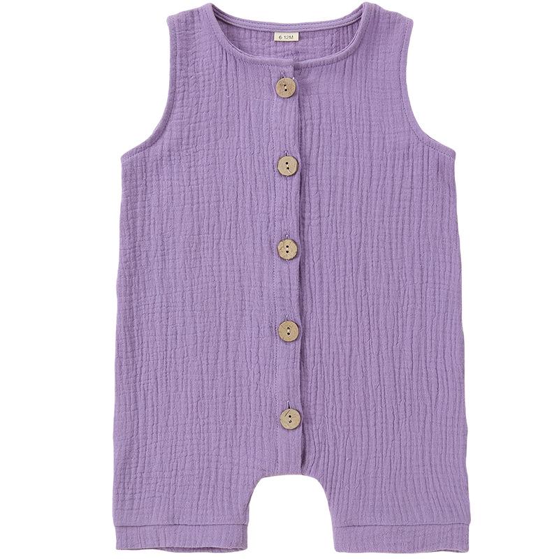 Mengqili Atmungsaktiver Baby-Baumwoll-Strampler - Ärmellos, Einfarbiger Overall für Neugeborene