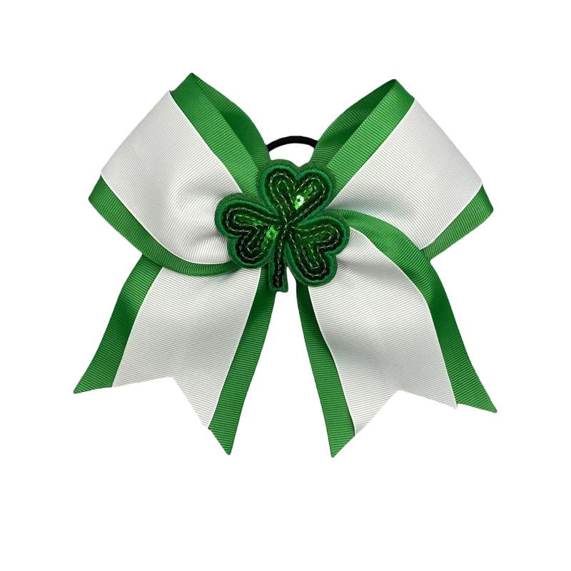 St. Patrick's Day Clover Swallowtail Bow Leather Hair Tie for Kids
