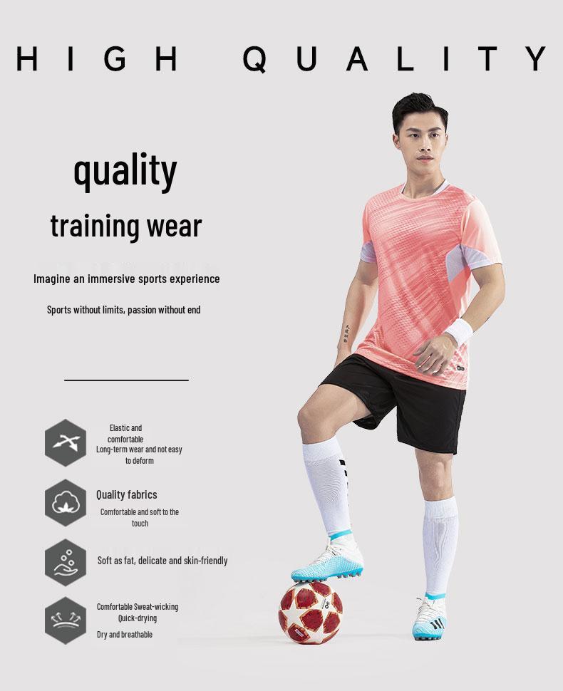 Unisex potištěný fotbalový tréninkový úbor - Sportovní oblečení s krátkým rukávem pro dospělé a děti, prodyšné.