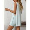 Women's Spring and Summer Fashion Casual Knitted Sleeveless Shorts Sweater Trousers Set