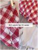 Plus Size Retro Red Plaid Woolen High Waist Slimming Mid-Length Skirt for Autumn/Winter.