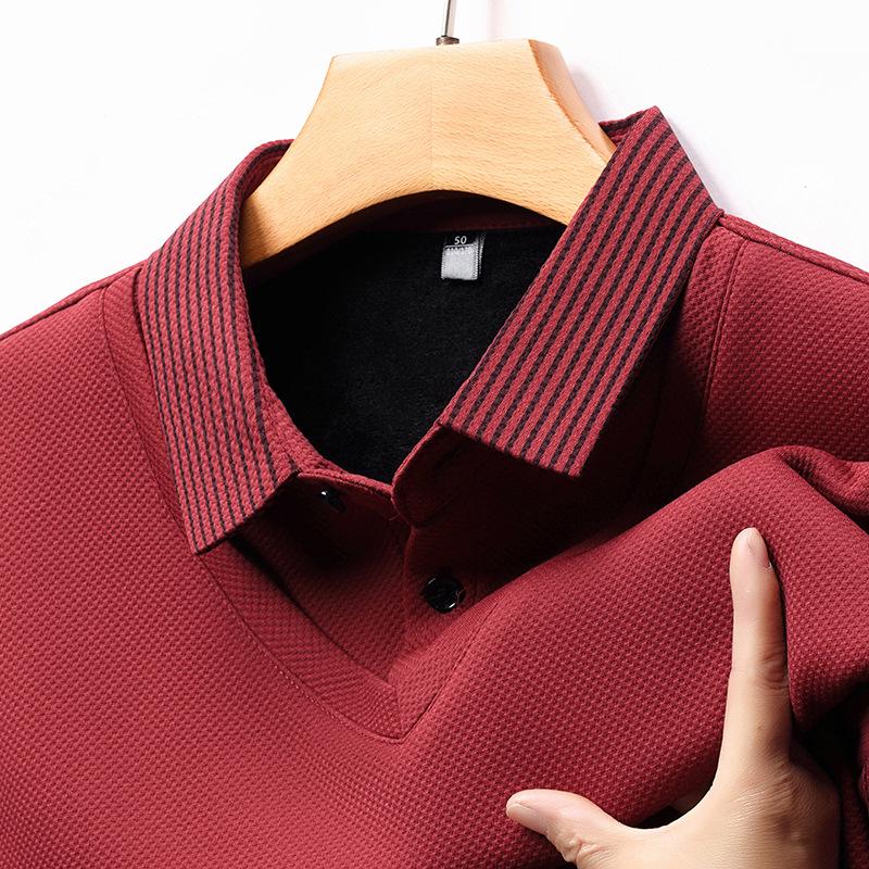 Men's High-End Business Casual Striped Long-Sleeve Polo for Spring & Autumn