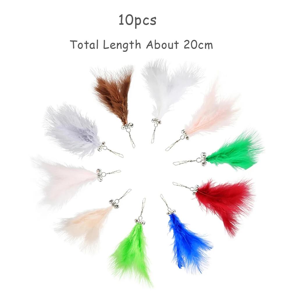 10pcs Small Feather Cat Toy DIY Replace Cat Teaser Stick Replacement Pet Toy Accessories