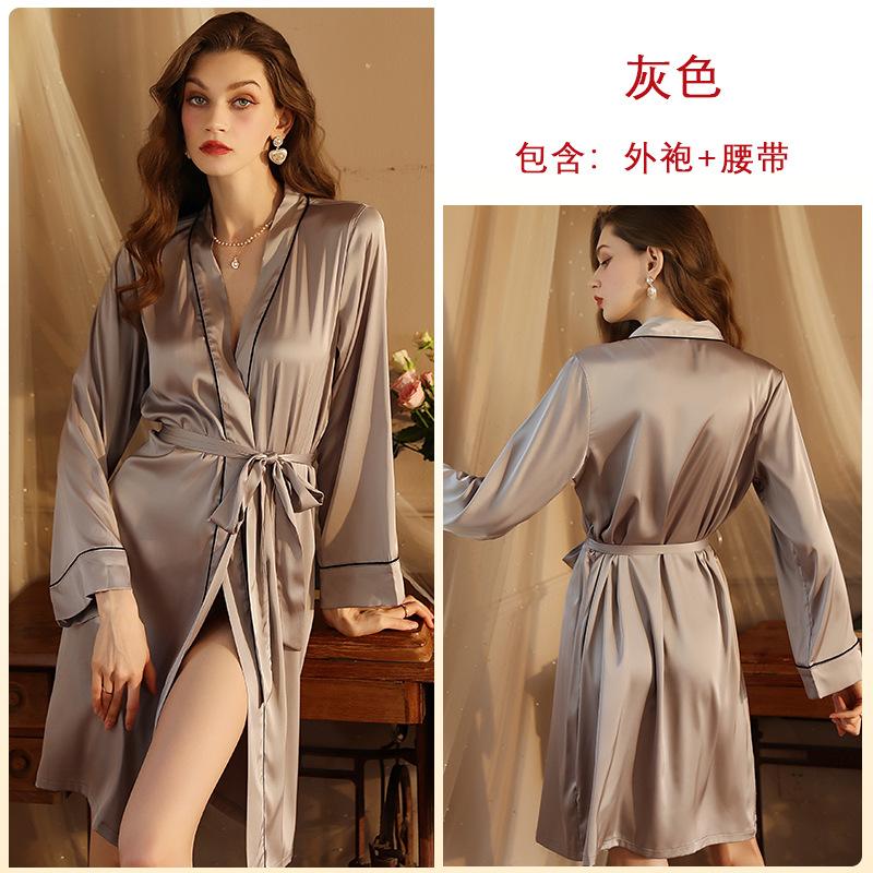Sexy nightgown long light luxury, women's bathrobe satin wedding bridesmaid dressing gown yukata cardigan loungewear