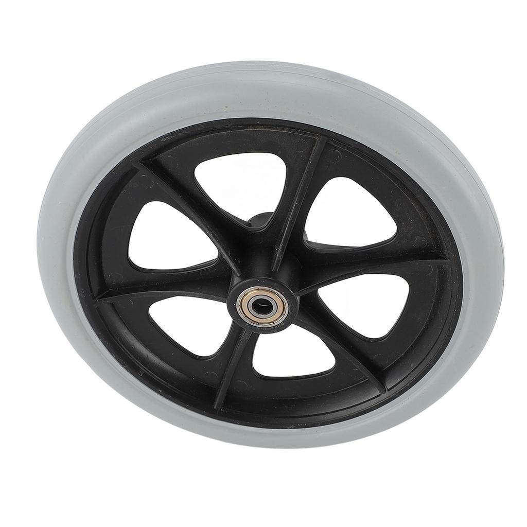 2 PCS Wheelchair Wheels Replacement 8 Inch PU Solid Metal Bead Bearing Electric Wheelchair Wheels Gray