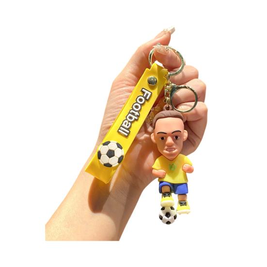 Keychain Pendant Football Star Figure Key Holder with Lanyard Bag Pendant A