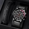 Milan Mesh Belt Watch Men'S Trend Fashion Calendar Luminous Quartz Watch