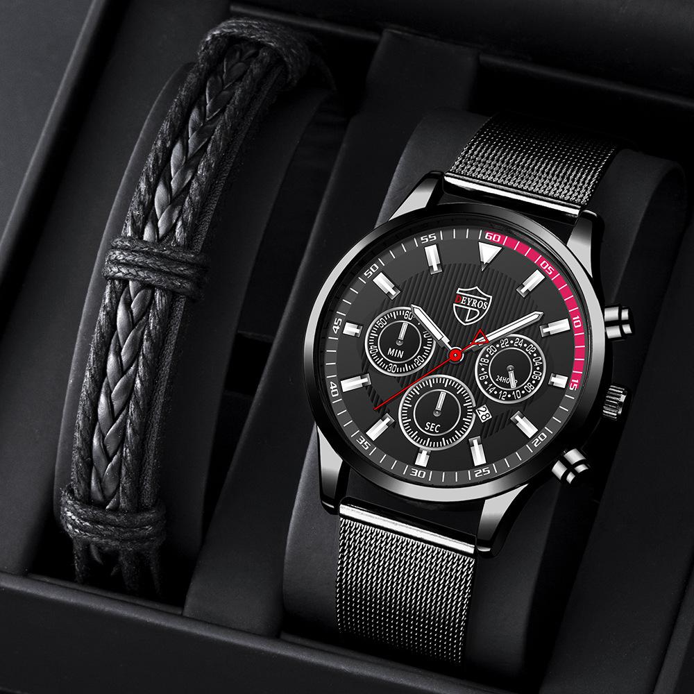Milan Mesh Belt Watch Men'S Trend Fashion Calendar Luminous Quartz Watch