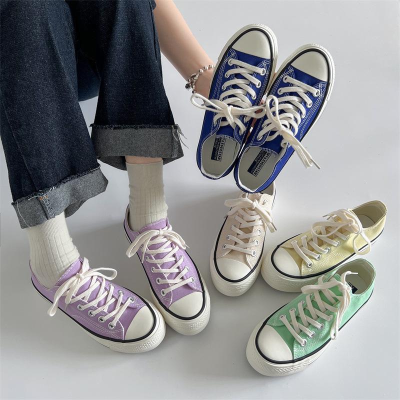 Retro thick-soled heightening classic low-top canvas shoes summer soft-soled versatile casual board shoes