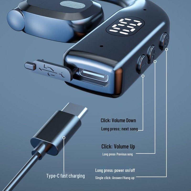 Wireless Open-Ear Bluetooth Earbuds - Long Battery Life, High-Quality Sound, Perfect for Outdoor Running and Sports.