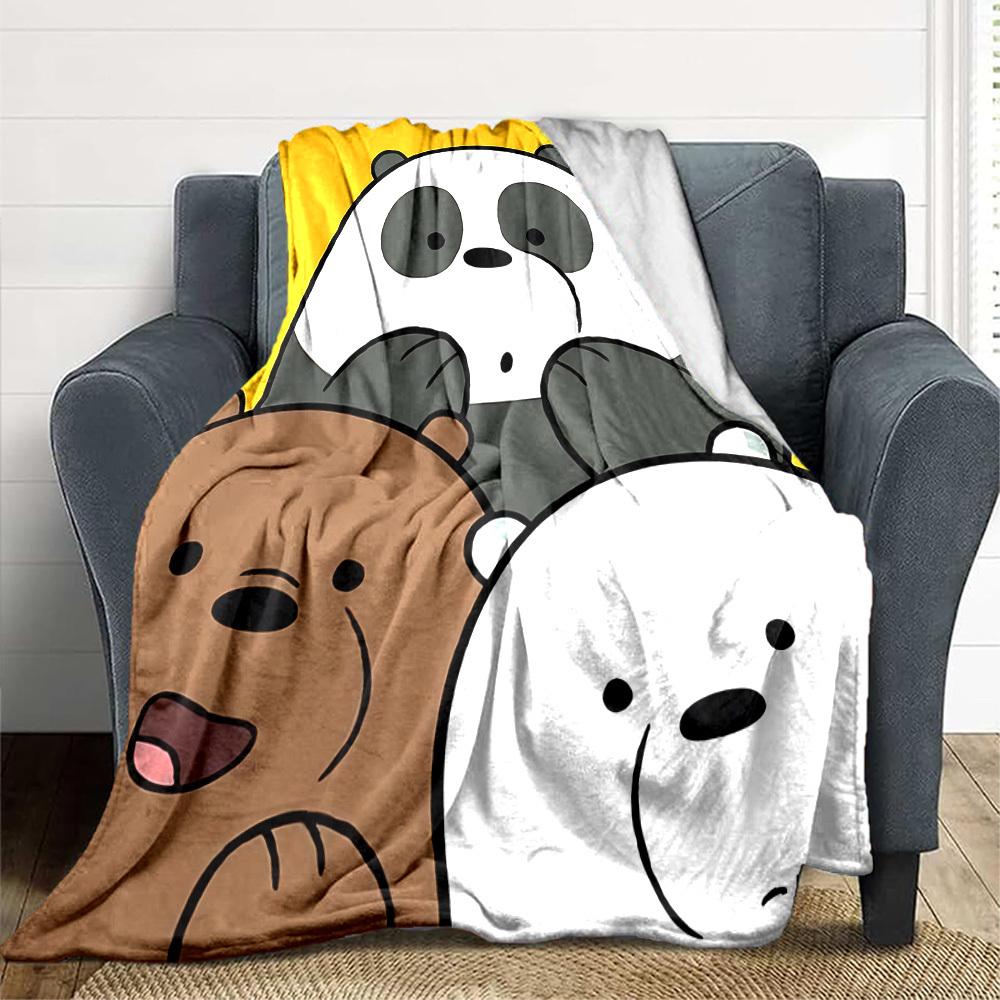1pc We Bare Bears Flannel Throw Blanket Lightweight Soft Warm All Season Blanket for Sofa, Bed, Travel,L1028101