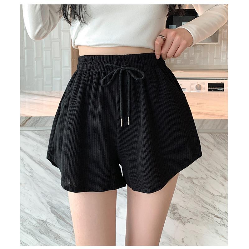 Loose Flesh-shielding Thin Casual Wide-leg Pants Women Thin Wear High-waisted Drawstring Sports Shorts