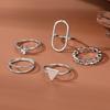 2023 Korean Simple Women Nightclub Ring Party Ring Geometric Carving Girl Student Ring Triangle Hollow Out Ring Set Combination