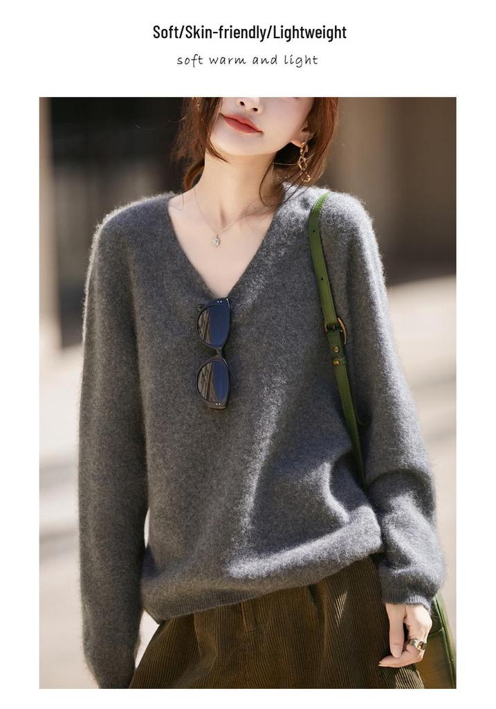 Women's V-neck Hazy Glitter Cashmere Sweater - Soft, Luxurious Knitwear