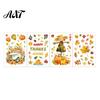 Autumn Theme Ornaments 4 Sheets Harvest Static Window Stickers, Maple Leaves Pumpkins Scarecrow Pickup Truck Thanksgiving Decals Decals, Removable
